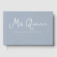 Elegant Modern Dusty Blue Photo Quinceañera Foil Guest Book