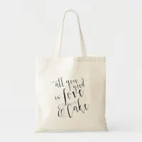 Love and Cake Typography Tote Bag