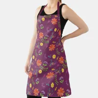 Colorful Watercolor Mexican Fiesta Flowers Apron