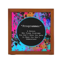 Programmer Gag Gift Colorful Splatter Abstract Art Desk Organizer