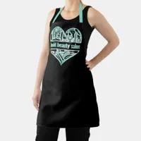 Aqua Blue Beauty Salon Glitter Heart Hair Stylist Apron