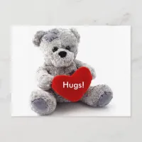 Grey Bear With Heart Postcard