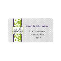 purple  polka dots bicycle return address label