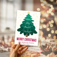 Bushy Christmas Tree Family Non Photo Holiday Card