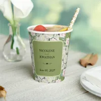 Elegant Floral Embrace Wedding Paper Cups