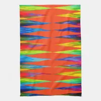 [Rainbow Fiesta] Harlequin Geometric Fiery Orange Kitchen Towel