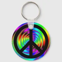 Worm Hole with Black Peace Sign Keychain