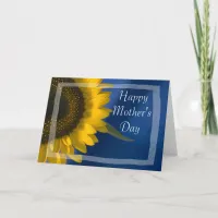 Yellow Sunflower on Blue Happy Mothers Day Card