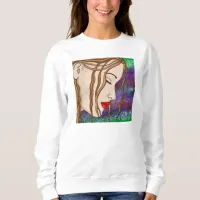Digital Art | Sad Lady Deep in Thought | Artsy  Sweatshirt