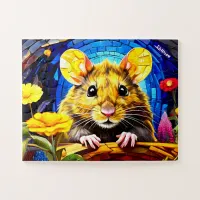 Cute Mosaic Field Mouse Vivid colored puzzle 