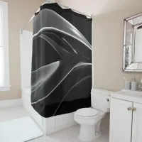 Waves in Chrome abstract black & white photograph Shower Curtain