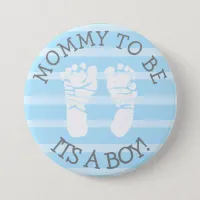Mommy to be Blue and Gray Baby Shower Button