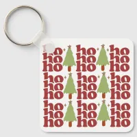 Ho Ho Ho Retro Groovy Christmas Holidays Keychain