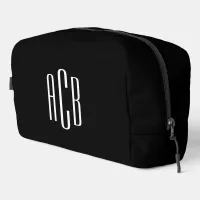 Black and White Simple Three Letter Monogram Dopp Kit