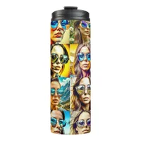 Cool Chicks in Sunglasses AI Art Thermal Tumbler