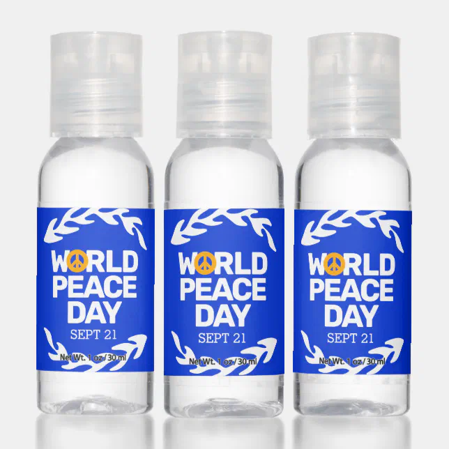 Blue Orange World Peace Day Peace Sign Hand Sanitizer