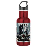 Festive Horses | Merry Christmas Stainless Steel Water Bottle