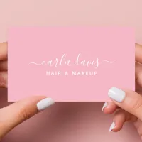 Signature Script Pastel Pink Calligraphy Business Card