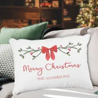 Personalized Merry Christmas Coquette Bow Trendy Accent Pillow