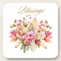 Blessings Fall Floral Hard plastic coaster