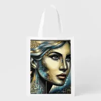 Abstract Ai Art | Women's Face Grocery Bag