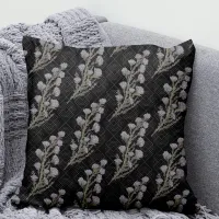 Dark & Moody Art Nouveau Lavender Floral Throw Pillow