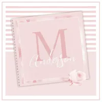 Cute Girly Pretty Blush Pink Floral Monogram Notebook