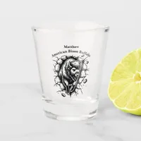 Bison Bursting Through a Wall Shot Glass