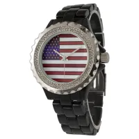 Modern Embossed American Flag Watch