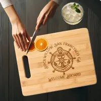 Anchor Rope Ship Wheel Boat Name Welcome Aboard Cutting Board