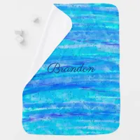 Aqua Blue Personalized Boy's Baby Baby Blanket