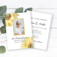 Yellow Sunflowers Watercolor Death Anniversary Invitation