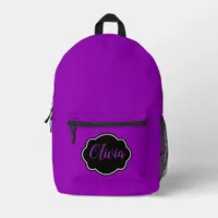 Vibrant, Bold Fuchsia Purple Personalized Printed Backpack