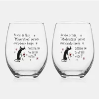 Who Is This Moderation Funny Wine Quote Stemless Wine Glass