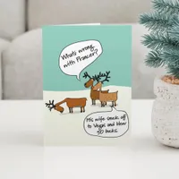 Funny Reindeer Went To Vegas Folded Christmas Card