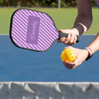 Pastel Personalized Pink and Lavender Striped  Pickleball Paddle