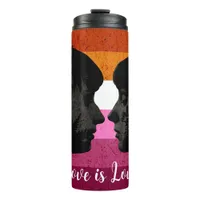 Lesbian Flag with Two Woman Silhouettes  Thermal Tumbler