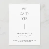 Simple Minimalist Elegant Wedding Announcement Pos Postcard