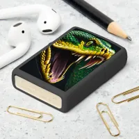 Cobra snake with vibrant green and yellow scales  zippo lighter