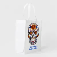 Sugar Skull Cinco de Mayo Add Name Reusable Grocery Bag