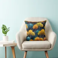 Colorful November Trees Sitting on a Hillside Throw Pillow