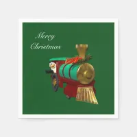 Cute Cartoon Penguin and Christmas Train Napkins