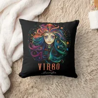 Psychedelic Art Virgo Zodiac Name  Throw Pillow