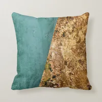 Abstract Teal and Gold Throw Pillow