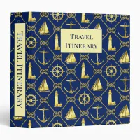 Nautical Navy Blue and Gold Lighthouse Travel 3 Ring Binder