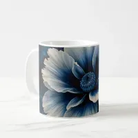 Midnight Blossom: Enchanted Blue Flower Art Coffee Mug