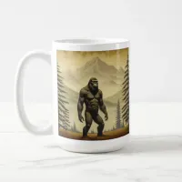 Vintage Bigfoot in the Mountains and Pines Coffee Mug