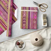 Magenta Gold Christmas Pattern#2 ID1009 Wrapping Paper