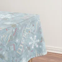 Christmas Text and Snowflake Pattern Blue ID257 Tablecloth