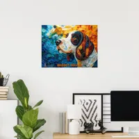 Basset Hound Paper Quilling Art Dog Portrait Poster